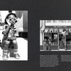 Es gibt zwei Bilder. Links, ein Kind mit Stern-Sonnenbrille. Rechts, Dekoration eines Fotostudios mit zwei Personen.