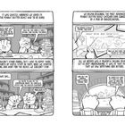 Text: "IT WAS GHASTLY, HORRIFIC! WE LOVED IT! THE PEANUT BUTTER BEAST HAD TO BE OURS!" Zwei cartoonartige Figuren lesen Bücher.