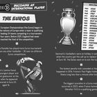 Kapitel 3: "Becoming an International Player" - Infos über die UEFA European Championships und Rekorde. Spieler Yamal, Ronaldo. Liste der Euro-Gewinner. Illustration eines Trophäenpokals.