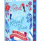 „Casey McQuiston, Red, White & Royal Blue, The Private Correspondence“. Helle Farben, stilisierte Figuren und Blumen.