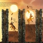 Eine Illustration zeigt einen Esel, der zwischen Steinwänden tanzt. Texte: "Shake. Spin. Stomp." und eine Geschichte.