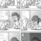 Comic: "Sometimes Popcorn finds a random spot and stares at it for hours." Popcorn und Mädchen scrollen gemeinsam.
