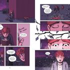 Texte: "using life energy...death.", "Interesting.", "Beware the cost", "What does that mean?", "I know there are costs...", Junge Frau, Nacht, lila Himmel, Katze, Kornfeld.