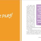 Links auf orangefarbenem Hintergrund steht "WE PLAY!" in weißer Schrift. Rechts ein Zitat von James McCrae über Kreativität.