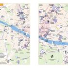 Stadtplan von Florenz mit Sehenswürdigkeiten wie Santa Maria Novella, Uffizi Gallery, Arno River und Piazzale Michelangelo.