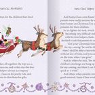 "Magical Moments" und "Santa Claus’ Helpers". Illustration: Weihnachtsmann im Schlitten mit Geschenken, von Rentieren gezogen.