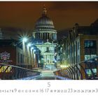 Text: "St. Pauls Cathedral", "City of London School", "12", "CASARES EDITION". Beleuchtete Kathedrale und Brücke bei Nacht.