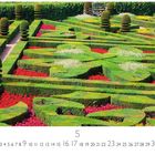 5, 1 bis 31 in Klein; farbenfroher, geometrischer Garten mit grünen Hecken und roten, weißen Blüten.