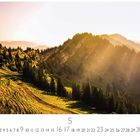 Text: "Alpen", "CASARES EDITION", "5". Eine gebirgige Landschaft mit Hütten und Bäumen im warmen Licht der untergehenden Sonne.