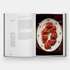 Texte: "Crostini Rossi Alla Chiantigiana", Rezept für Crostini mit Tomaten. Bild zeigt geröstete Brotscheiben mit Tomatenbelag.
