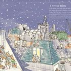 "I tetti di Londra" steht links in der Illustration. Viele Hunde feiern in einem Dachboden und auf verschneiten Dächern.