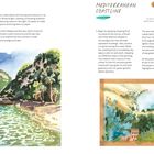 "Summer: The greenest season, rich light and shapes. Mediterranean Coastline: Art instructions and color palette. Zwei Aquarelle."