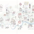 „Pretty City London, #prettycitylondon“. Illustration einer stilisierten Karte von London mit Sehenswürdigkeiten.