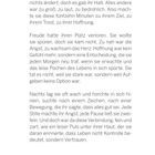 Seite 10. Text über innere Ruhe, Hoffnung und Vertrauen. Spricht über Gefühle von Angst und die Suche nach Zeichen und Halt.