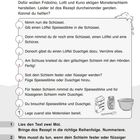 Texte priorisieren. Kleiner Titel: "In der Schule". Großer Titel: "Richtig schleimig". Rezept für Monsterschleim.