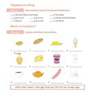 "Wortschatz", Tätigkeiten im Alltag, Übung 1: Tagesablauf ordnen. Übung 2: Frühstücks-Vokabeln Bildern zuordnen.
