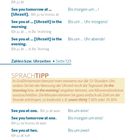 „See you at ... [Uhrzeit].“ Deutsch: Bis um ...! Zusätzlicher Sprachhinweis zu britischen Uhrzeiten.