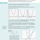 2.3 Grafische Lösungen. Anzahl der Lösungen einer quadratischen Gleichung. Diagramme mit Parabeln und Schnittpunkten.
