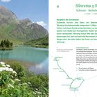 "Silvretta 3-Seen-Tour: Schruns – Bielerhöhe – Schruns. 75 km, 1.640 Höhenmeter, schwer. Bergfahrt der Extraklasse."

Links Bergsee mit Bergen im Hintergrund, rechts Tourtext und Karte.