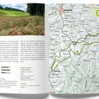 „Dein Raus-Moment“ oben rechts, groß „01“. Links: Landschaftsbild und Text über Huttwil. Rechts: Karte mit Route.