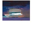 28 | Viewpoint I, 1974. Eine abstrakte Malerei mit horizontalen Farbschichten in Blau, Weiß und Violett.