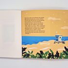 Text beschreibt einen Herbstabend am Strand mit einer Unterhaltung auf der Veranda. Illustration zeigt einen Strand mit Wachturm.