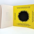 Texte: "Die Nachmittagssonne steht tief am Himmel..."; schwarz-gelbes Design mit sternförmigem, schwarzem Element.