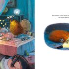 Links: „Das Monster und Sophie blieben lange wach...“. Rechts: „Aber mitten in der Nacht...“. Kind und Monster auf Bett.