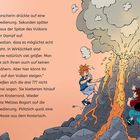 Text: "Die Forscherin drückte auf eine Fernbedienung..." Drei Kinder klettern auf einen rauchenden Vulkan.
