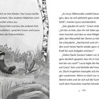 Auf der linken Seite sitzen zwei Mädchen auf einer Waldlichtung, umgeben von Bäumen und Pflanzen.