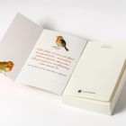 Der Text auf der linken Seite lautet: „Die Briefe, die man in die Welt hinausgeschickt hat... habe keinen ...“ daneben ein Vogel. Rechts: Logo von Goldmann.