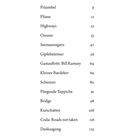 Inhalt mit Kapiteln: 1. Präambel 9, 2. Flüsse 12, 3. Highways 22, 4. Ozeane 33, bis 14. Danksagung 125.