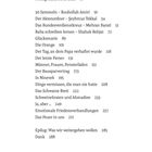 Inhaltverzeichnis mit Kapiteln wie "Prolog: Baba Book Club", "30 Semmeln", "Glücksmarie", "Der letzte Perser" und "Dank".
