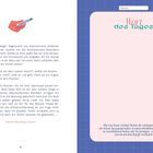 Links: Fließtext über Kunsttherapie-Erfahrungen. Rechts: "Wort des Tages" mit Platz zum Notieren, dekorativ gestaltet.