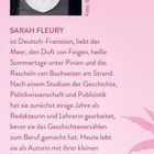 Beschreibung von Sarah Fleury, einer Deutsch-Französin, Autorin und Geschichtenerzählerin. Links zu Instagram und Website. Floral.