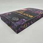 Der Text auf dem Cover lautet: THE ANNIHILATOR. Das Design zeigt violette und goldene Blumen auf schwarzem Hintergrund.