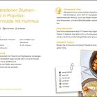 Gebratener Blumenkohl in Paprika-Marinade, Zutaten, Zubereitung, Gesundheitstipp, Varianten, Nährwert-Icons, Foto: Blumenkohl und Hummus.