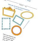 "Hier wohne ich!" mit Adresszeilen. Anleitung: "Male alle, die mit dir zusammenwohnen, in die Rahmen!" Bunte Häuser oben dargestellt.