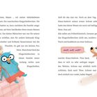 Text beschreibt ein türkisfarbenes Männchen und einen Hund. Ein Glas mit „PEANUTS“. Illustration von Männchen und Hund.