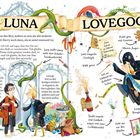 Luna Lovegood wird beschrieben: quirky, mutig, liebt magische Geschöpfe, silberne Augen, Ravenvlaw, trägt Ohrringe, liebt Malen.