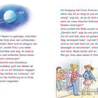 Text über Lichtstunden und eine Geschichte mit Conni und Anna. Links oben eine Illustration eines Planeten mit Ringen. Rechts unten Kinder.