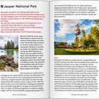"Jasper National Park. Warum? Besuch lohnt allein wegen Whistler Mountain. Was? Maligne Lake, Spirit Island, Miette Hot Springs." 

Links ein Bild mit einem See und Bergen, rechts eine Seilbahn im Wald.
