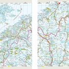 Eine Landkarte zeigt Norwegen und Finnland mit Städten wie Tromsø und Alta, Straßen und Gebieten in verschiedenen Farben.