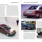 Zweifaches Gemopfe mündet in der E-Klasse. Mehrere Fotos zeigen verschiedene Modelle des Mercedes-Benz W 124.