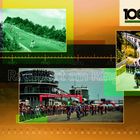 Oktober, Radsport am Ring, 1927-2027 Logo. Zeigt historische und moderne Radrennen auf der Rennstrecke.