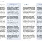 Seite 1: "Valencia Calling: Das Marathon-Debüt."  
Seite 14: "Das Planungsgespräch," Seite 15: "Passing Ten," "Planung und Erwartung."  
Text beschreibt Erlebnisse und Planung eines Marathons.