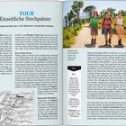 Seite 72: "TOUR Eiszeitliche Stechpalmen". Wanderfreunde erwartet eindrucksvolle Landschaft. Infos: Strecke 8 km, 620-1195 m Höhenmeter. Auf einer rechten Seite laufen drei Frauen einen Weg entlang, sie wirken fröhlich.