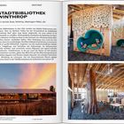 "STADTBIBLIOTHEK WINTHROP, 112 Norfolk Road, Winthrop, Washington 98862, USA." Fotos der modernen Bibliothek mit Holzdesign.