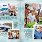 Eine Person arbeitet an einem Boot, kocht in einer Küche und genießt Kaffee an Deck. Kapiteltitel und Bildtexte beschreiben Tätigkeiten.