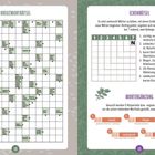 Kreuzworträtsel links, Eckenrätsel rechts mit Zahlen und Hinweisen, darunter Wortergänzung. Dezente florale Deko.
